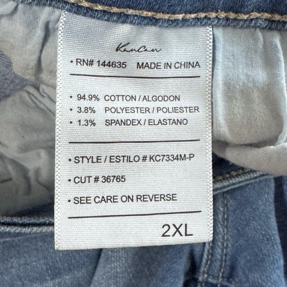 KanCan Denim Shorts Sz 2XL Blue Button Fly Raw Hem Distressed High Rise Stretch - Picture 5 of 5